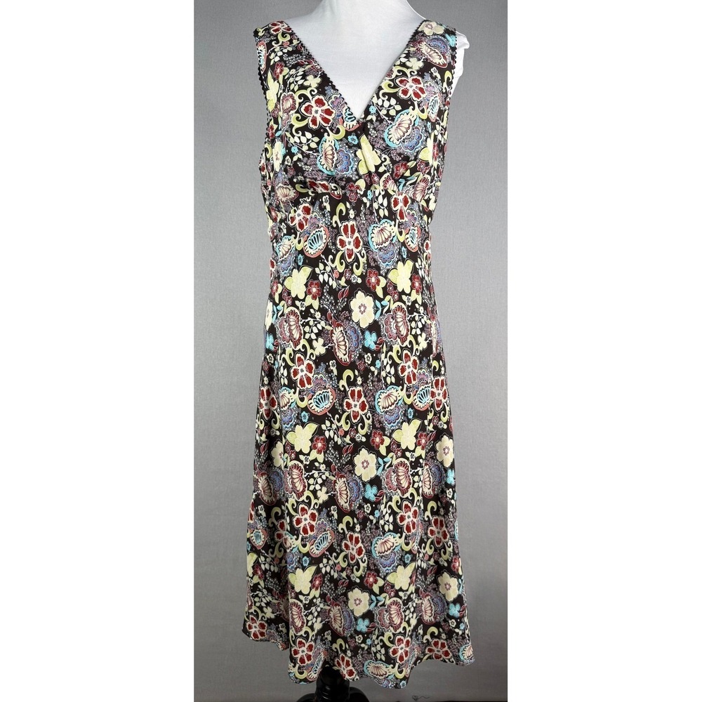 Ann Taylor LOFT Y2K Babydoll Dress Womens 10 Brown Floral Paisley Whimsigoth - Picture 4 of 11